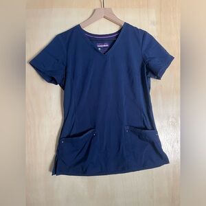 Healing hands purple label scrub top navy S small